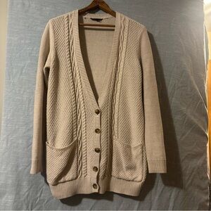 American Eagle Outfitters Cable Knit Cardigan Long Sleeve Beige Women’s Sz M